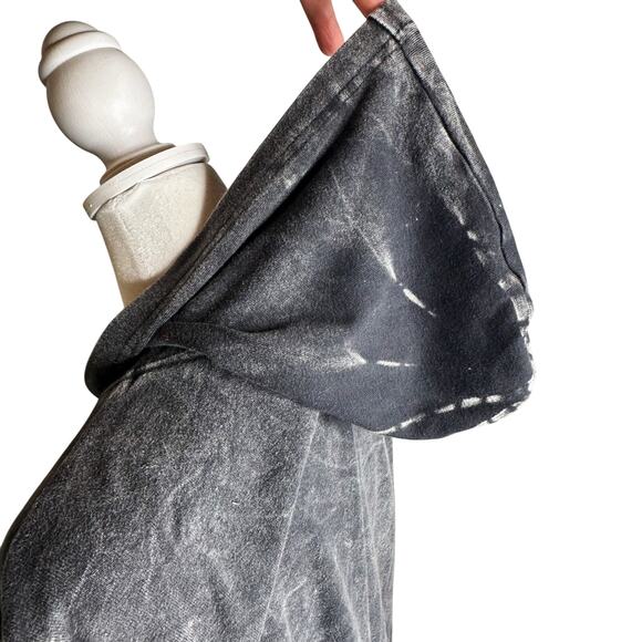 Rising International Y2K Embroidered Long Line Jacket Grey Hoodie XL Zip Cotton - Picture 8 of 10